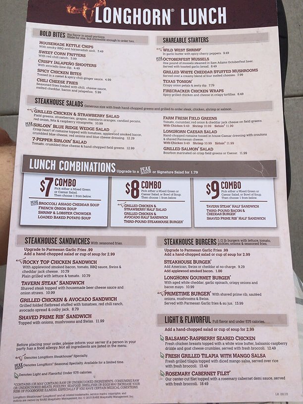 longhorn steakhouse menu with prices 2021